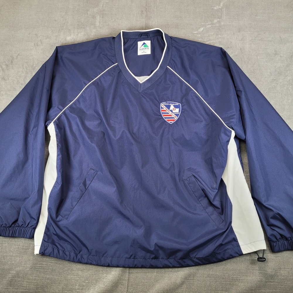 Augusta Sportswear Mens‎ XL Navy Blue Mecklenburg Futbol Club V-Neck Windshirt